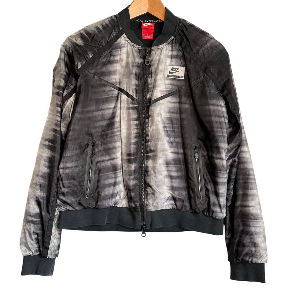 Nike Women's Small Bomber Jacket Black Gray Full Zip